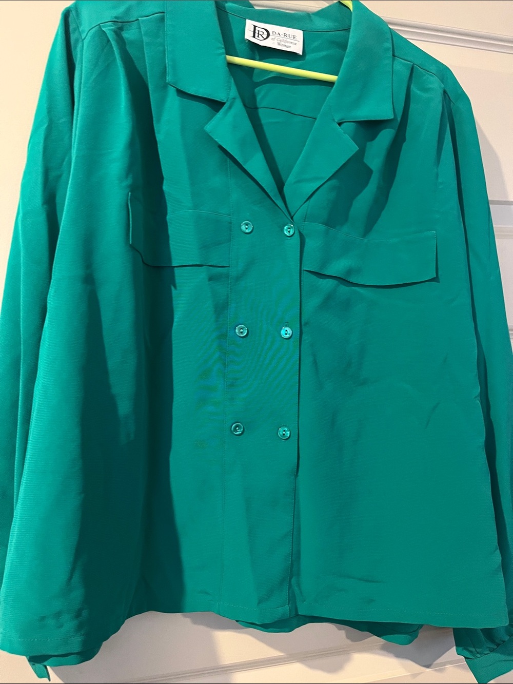 Emerald Green Double-Breasted Women's shirt sz 22W vintage - Picture 2 of 5